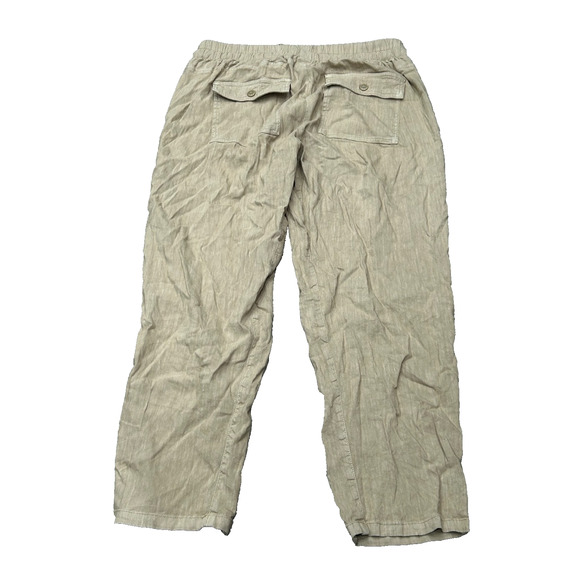 KUT From The Kloth Womens Beige Linen Blend Elastic Waist Cropped Pants Size M - Picture 2 of 7